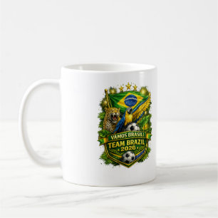 Taza De Café Hincha de Fútbol de Brasil 2026 Jaguar y Guacamayo