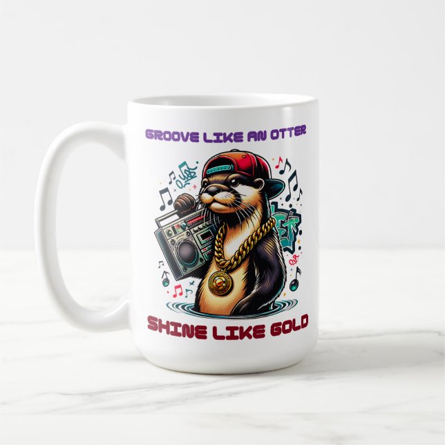 Taza De Café Hip Hop Otter con Boombox y cadena de oro (Izquierda)