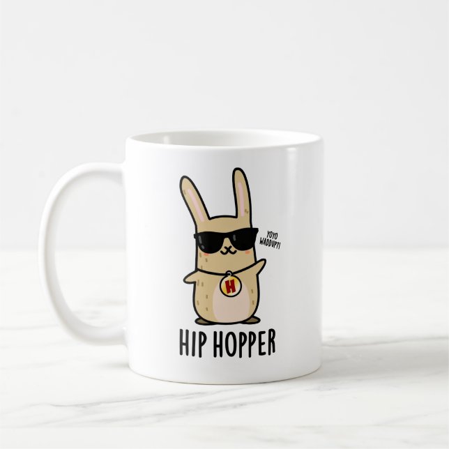 Taza De Café Hip Hopper Funny Conejo Conejo Pun (Izquierda)