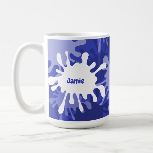 Taza De Café Hip Resumen Pintado Azul Splatter Tea Mug (Izquierda)