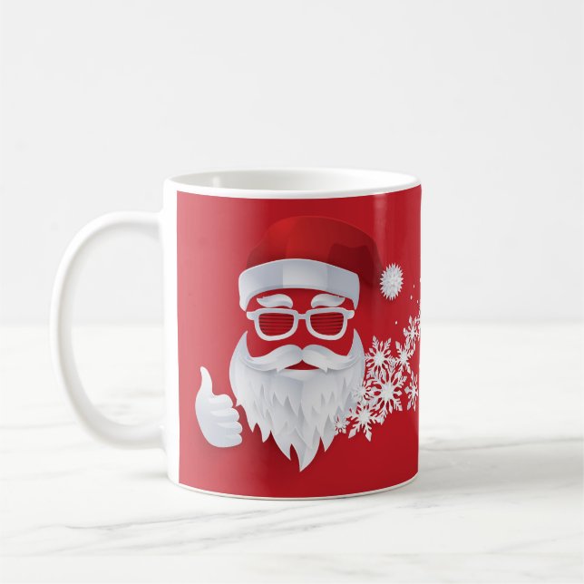 Taza De Café Hip Santa Claus Papercut sobre los Navidades rojos (Izquierda)