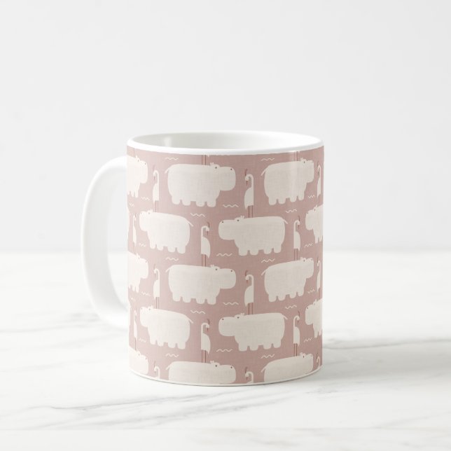 Taza De Café Hipo y pájaro - rosa - vivero (Anverso izquierdo)