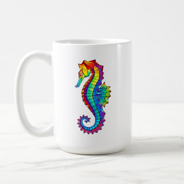 Taza De Café Hipoahoría marino poligonal arcoiris (Izquierda)