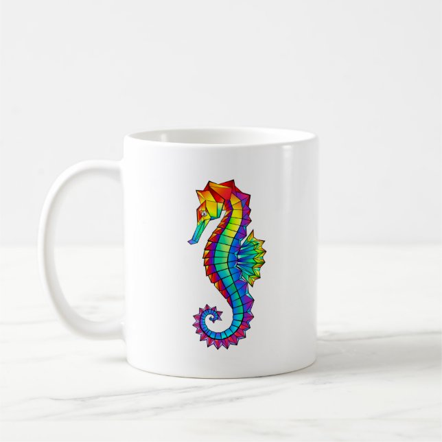 Taza De Café Hipoahoría marino poligonal arcoiris (Izquierda)
