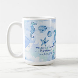 Taza De Café Hipomposo de playa Starfish Sea Shells Bienvenida 