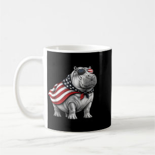 Taza De Café Hipopótamo 4 De Julio Bandera Americana Patriótico