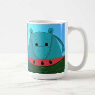 Taza De Café Hipopótamo azul con rodaja de sandía
