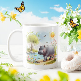 Taza De Café Hipopótamo de color de agua de primavera - Mug inf
