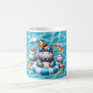 Taza De Café Hipopótamo en la piscina con nombre