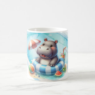Taza De Café Hipopótamo en la piscina con nombre