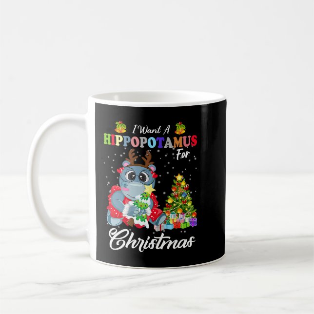 Taza De Café Hipopótamo Quiero Hipopótamo Para Navidades (Izquierda)