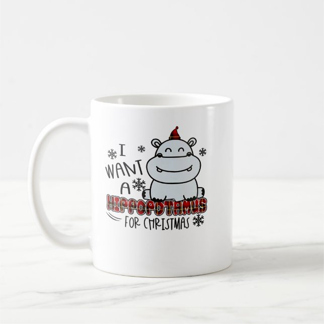 Taza De Café Hipopótamo Quiero Hipopótamo Para Navidades (Izquierda)