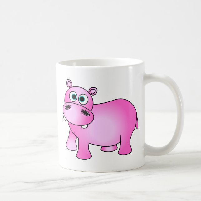 Taza De Café Hipopótamo rosado lindo del bebé (Derecha)