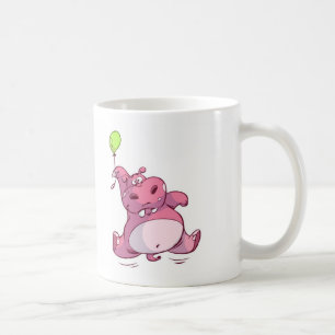 TAZA DE CAFÉ HIPOPÓTAMO ROSADO LINDO EN EL GLOBO