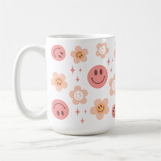 Taza De Café Hippie Checkerboard Sonrisa Face 60 Pattern Mug