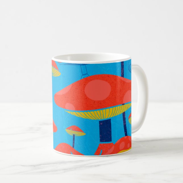Taza De Café Hippie Dreamy Retro Vibe Encantador de champiñones (Anverso derecho)