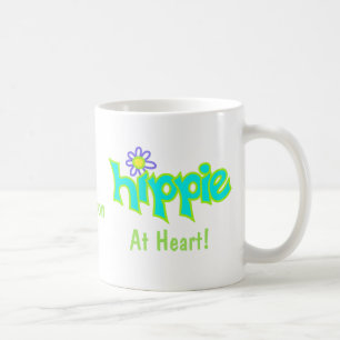 Taza De Café Hippie en nombre de arte turquesa del corazón pers
