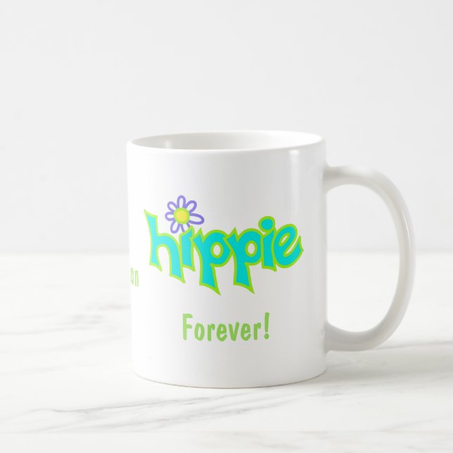 Taza De Café Hippie Forever Turquoise Art Name Personalizado (Derecha)