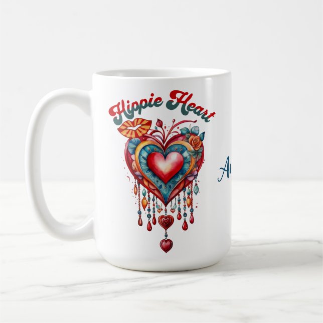 Taza De Café Hippie Heart Coffee 15 oz Mug (Izquierda)