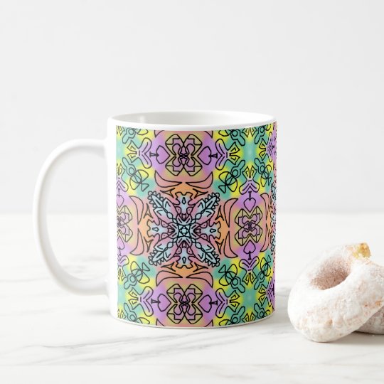 Taza De Café Hippie inconsútil de la repetición de la mandala