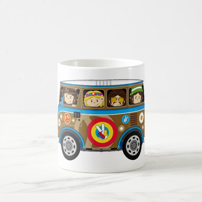 Taza De Café Hippie Van de la paz de los años 60 del dibujo (Centro)