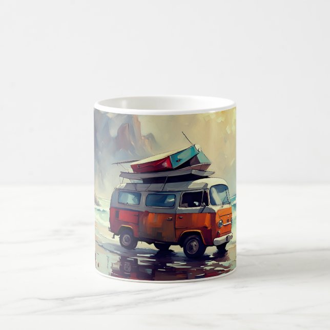 Taza De Café Hippie Van Seascape Traveller Mood Art (Centro)