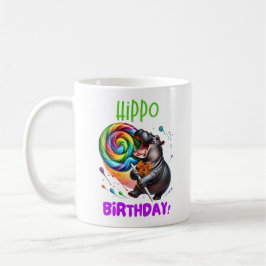 Taza De Café Hippo Cumpleaños Alegre, Colorida Bañera de Vela |