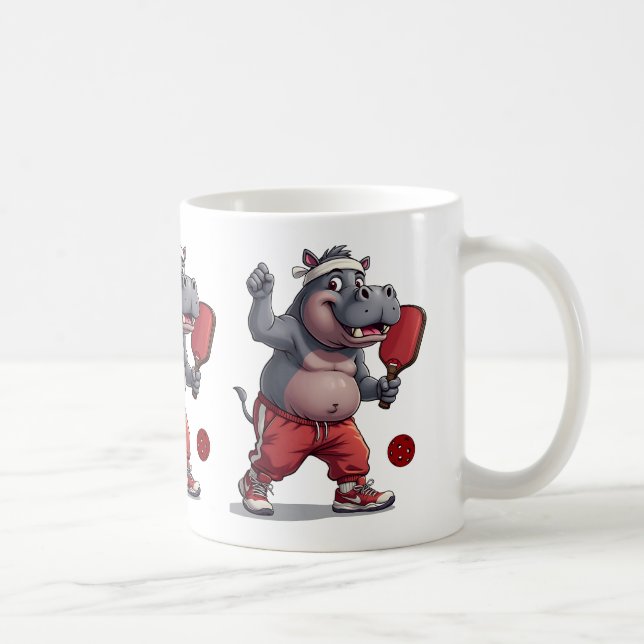 Taza De Café Hippo jugando al baloncesto, divertida hipopótamo (Derecha)
