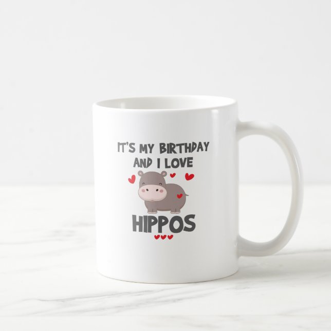 Taza De Café Hippo Lover es mi cumpleaños y amo Hippos (Derecha)