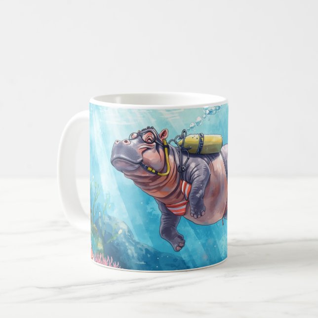 Taza De Café Hippo Scuba underwater (Anverso izquierdo)