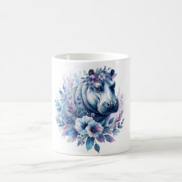 Taza De Café Hippo Watercolor Floral