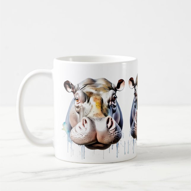 Taza De Café Hippo Wildlife & Nature Water Color Set (Izquierda)
