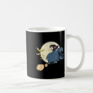 Taza De Café Hippo Witch Riding Broom Funny Halloween Animal
