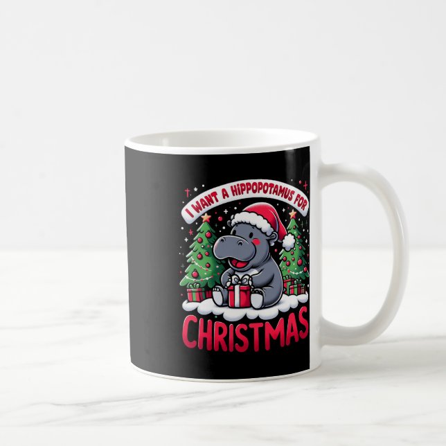Taza De Café Hippopótamo Árbol de Navidad Xmas Hippo Lover Equi (Derecha)