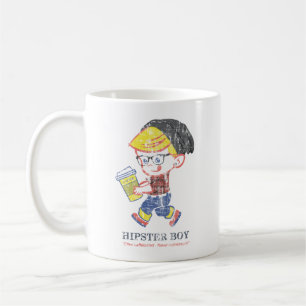 Taza De Café Hipster Boy mal angustiado ilustracion de parodia