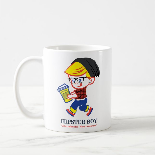 Taza De Café Hipster Boy - Parodia de camiseta de ilustracion (Izquierda)