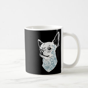 Taza De Café Hipster Chihuahua Perro Con Tatuajes De La Antigua