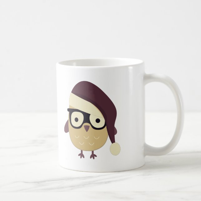 Taza De Café Hipster Santa Owl (Derecha)