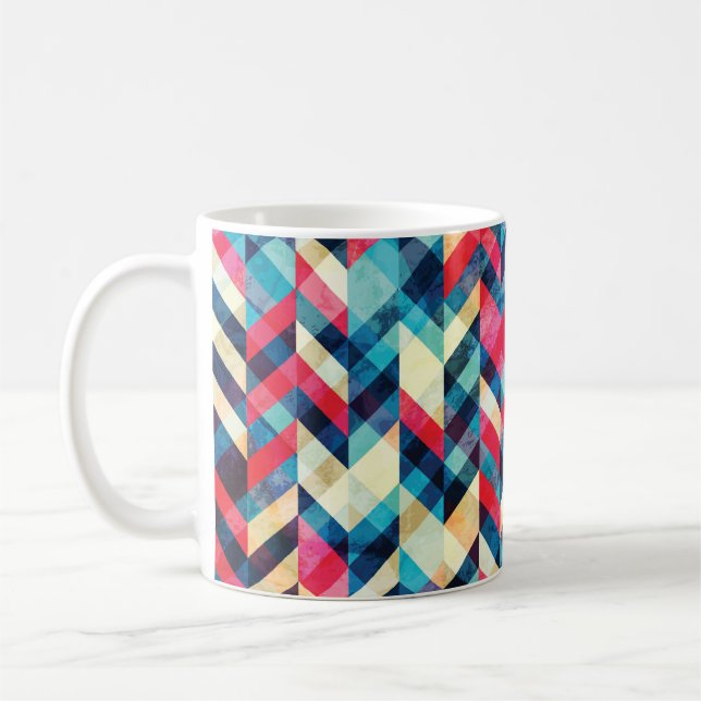 Taza De Café hipster zigzag patrón sin fisuras con efecto grung (Izquierda)