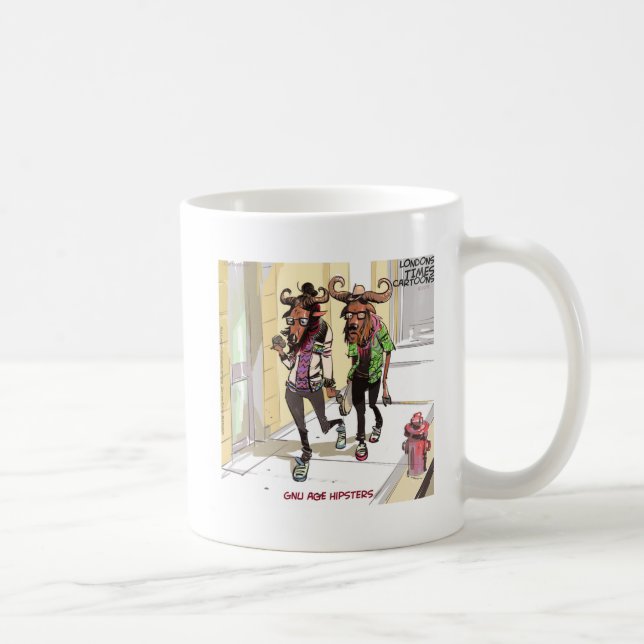 Taza De Café Hipsters Divertidos de la Era Gnu (Derecha)