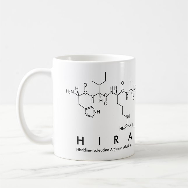 Taza De Café Hira peptide name mug (Izquierda)