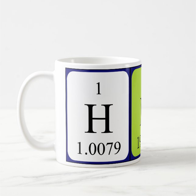 Taza De Café Hiram nombre de tabla periódica mug (Izquierda)
