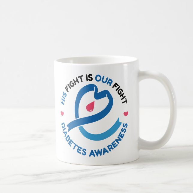 Taza De Café His Fight Is Our Fight – Diabetes Awareness (Derecha)