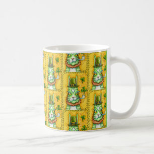 TAZA DE CAFÉ HISS N' FITZ LEPRECHAUN, ST. GATO DIVERTIDO DEL DÍ