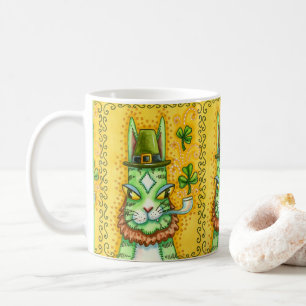 TAZA DE CAFÉ HISS N' FITZ LEPRECHAUN, ST. GATO DIVERTIDO DEL DÍ
