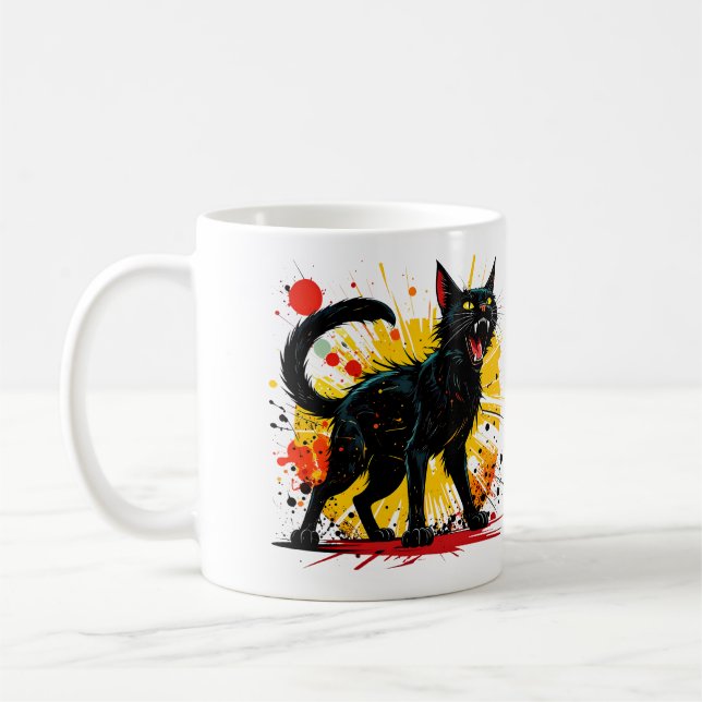 Taza De Café Hissing Defensive Black Cat (Izquierda)