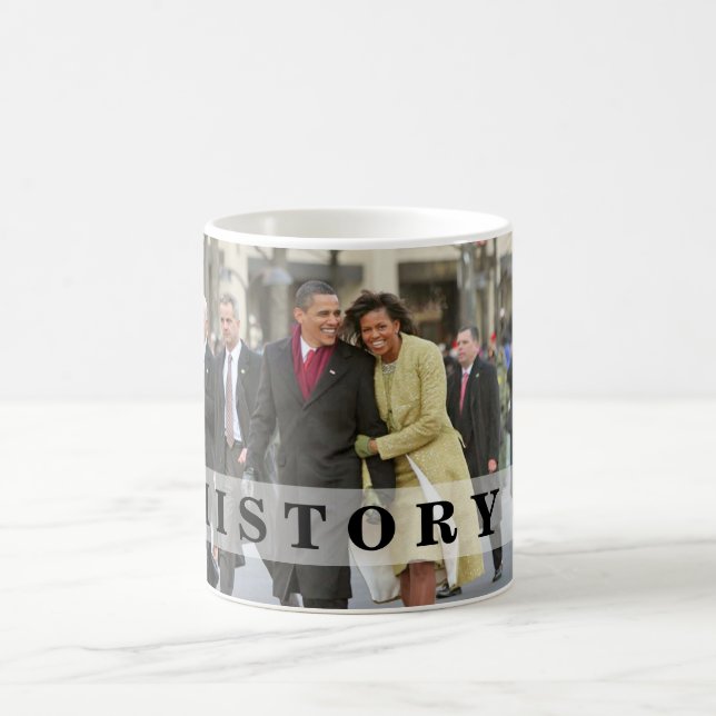 Taza De Café HISTORIA: Barack y Michelle en la Inauguración (Centro)