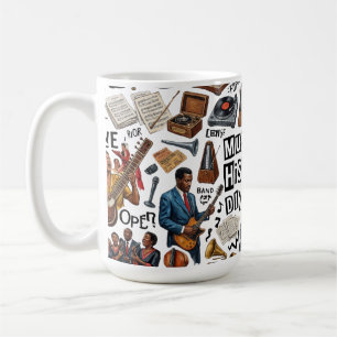 Taza De Café Historia de la Música y Géneros Collage Arte - Ret