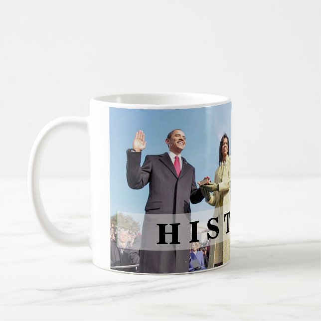 Taza De Café HISTORIA: Presidente Obama jurando en ceremonia (Izquierda)