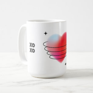 Taza De Café Hitech 3d corazón, espacio planeta corazón y estre